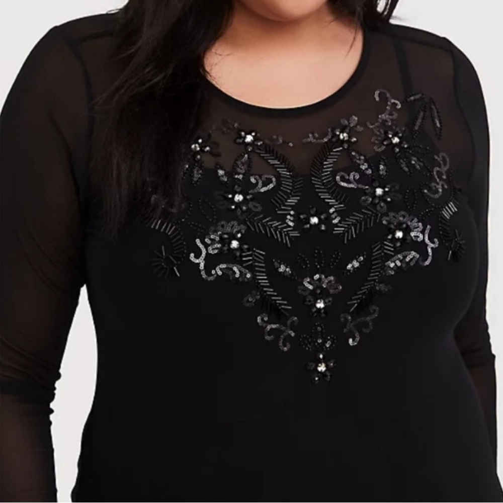 Torrid size 3 black beaded sheer shirt